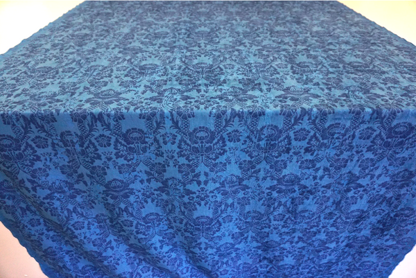 LAST PIECE: 2.5 MT  Printed Velvet Devorè- Cerulean Blue