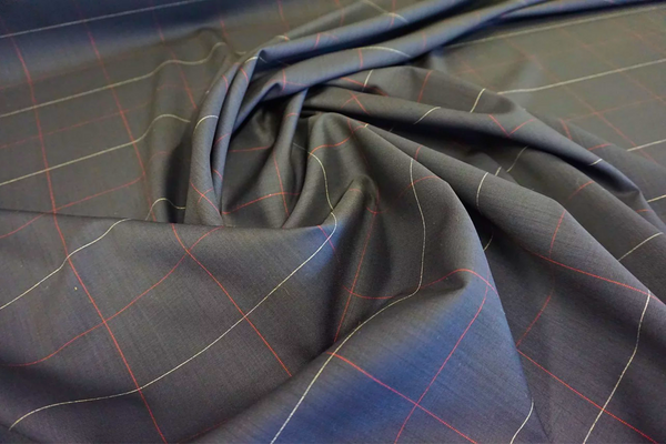 Premium Windowpane Check Suiting, French Navy