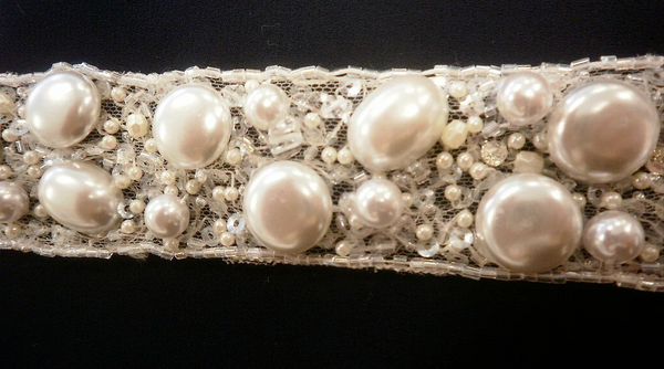 Flat Pearl Bead Trim, White