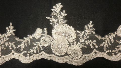 Floral Motif Beaded Border Trim