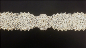 Embellished Motifs Trim, Ivory & Silver