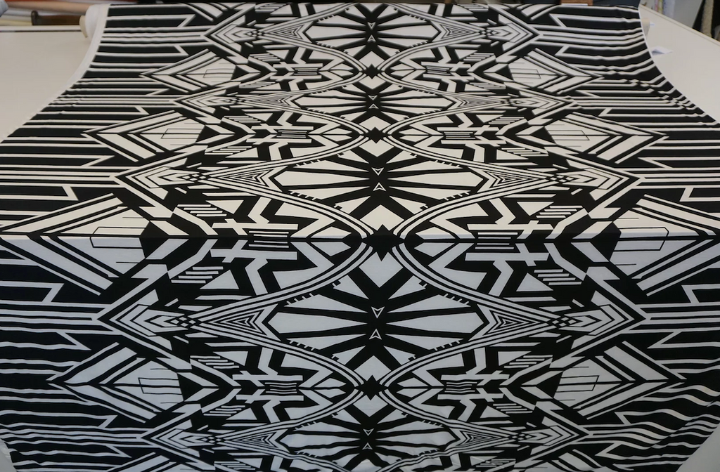 Monochrome Geometric Printed Jersey Fabric Muse