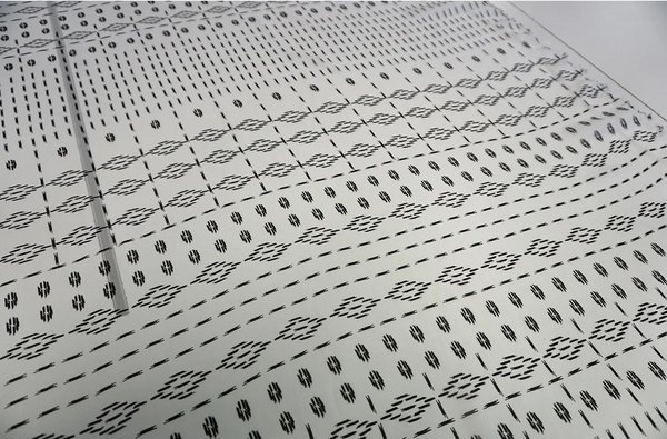 Geometric Ikat Print on Off-White Georgette