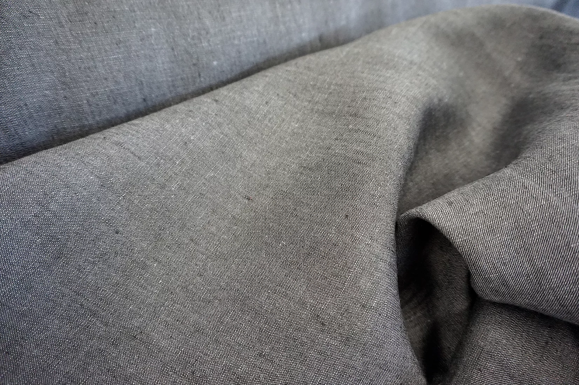 Charcoal Grey Plain Linen Chambray