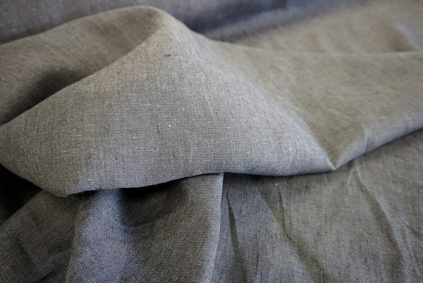 Charcoal Grey Plain Linen Chambray