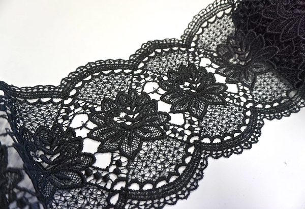 French Guipure Lace Trim, Black