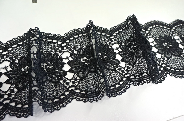 French Guipure Lace Trim, Black