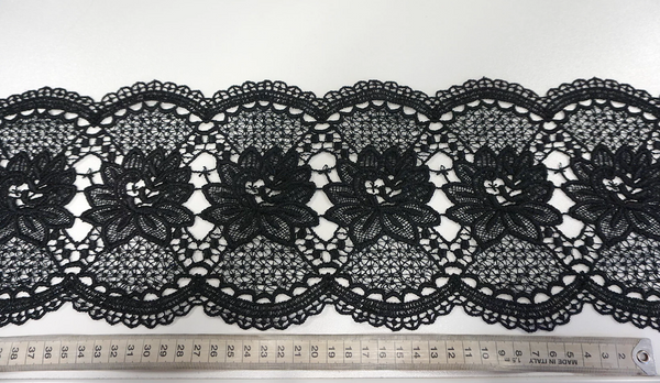 French Guipure Lace Trim, Black