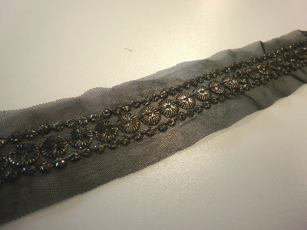 Metal Bronze Beading on Black Tulle