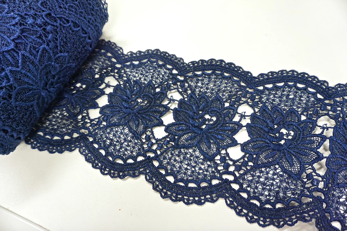 French Guipure Lace Trim, Navy – Fabric Muse