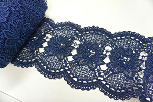 French Guipure Lace Trim, Navy