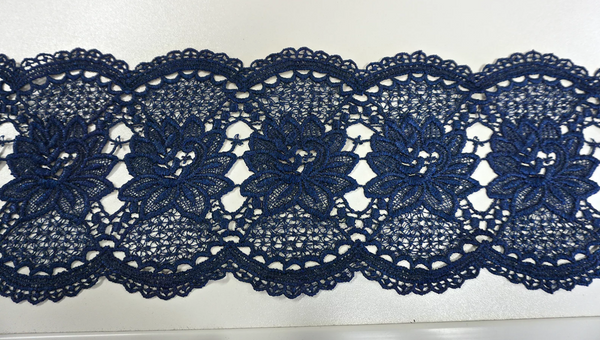 French Guipure Lace Trim, Navy