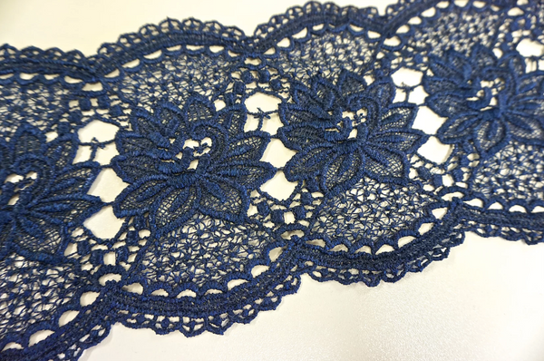 French Guipure Lace Trim, Navy