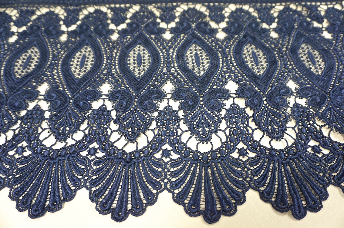 French Guipure Lace, Dark Blue