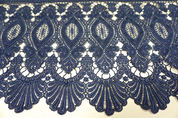 French Guipure Lace, Dark Blue