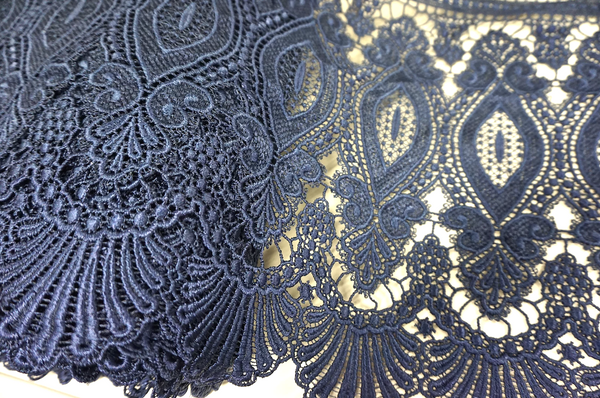 French Guipure Lace, Dark Blue