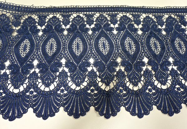 French Guipure Lace, Dark Blue