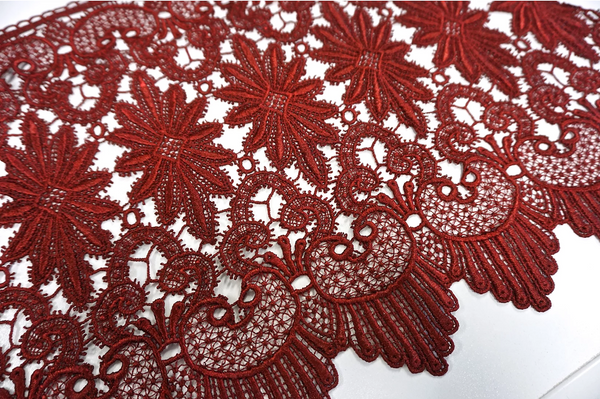 French Guipure Lace, Blood Red