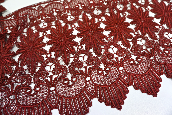 French Guipure Lace, Blood Red