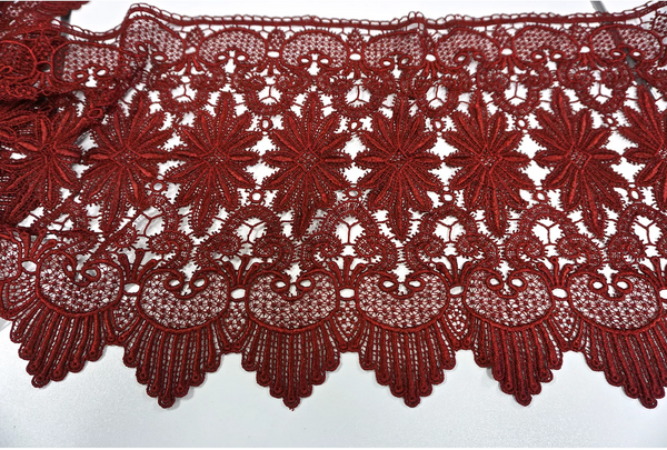 French Guipure Lace, Blood Red