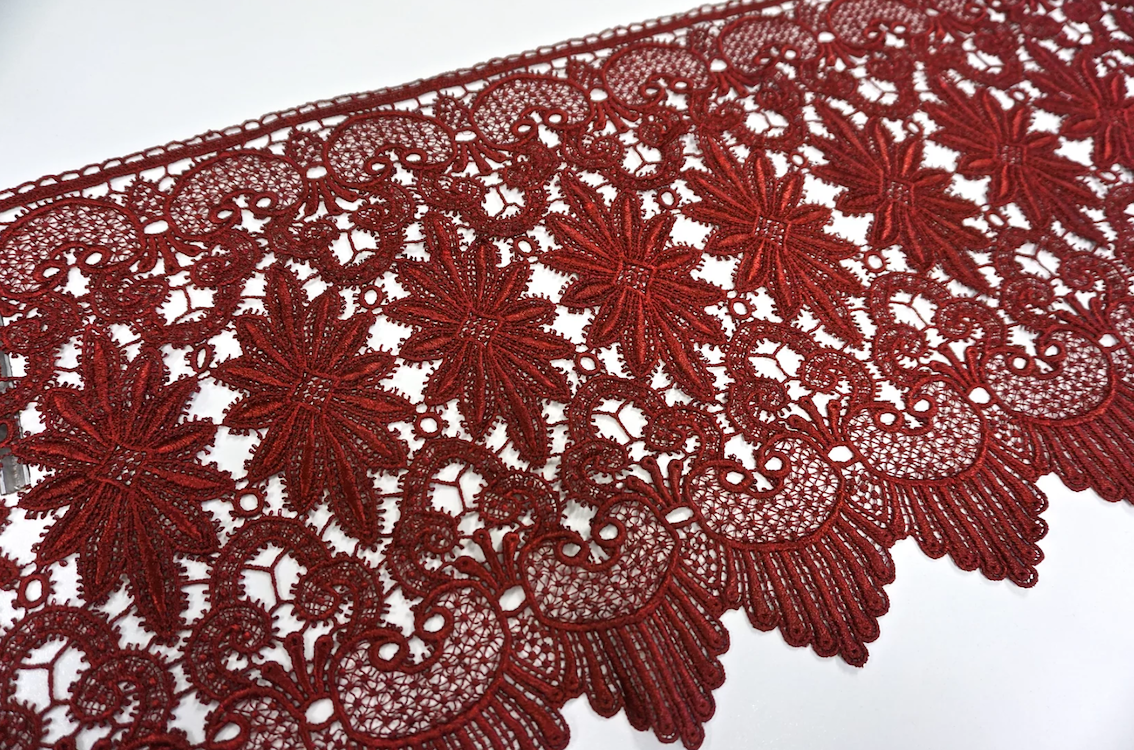 French Guipure Lace, Blood Red