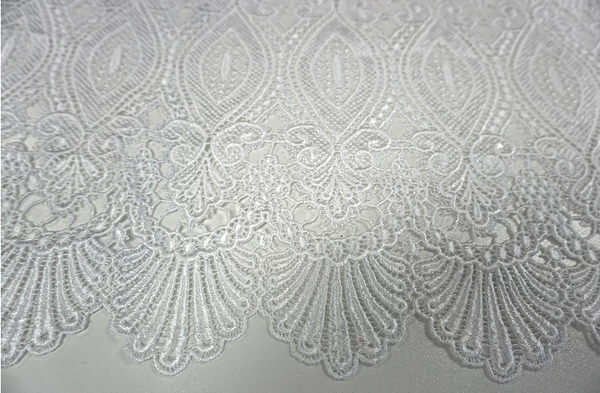 French Guipure Lace, Pure White