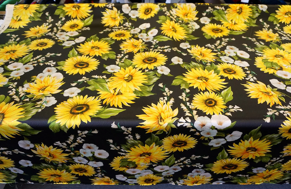 Sunflower Print Hammered Silk Satin