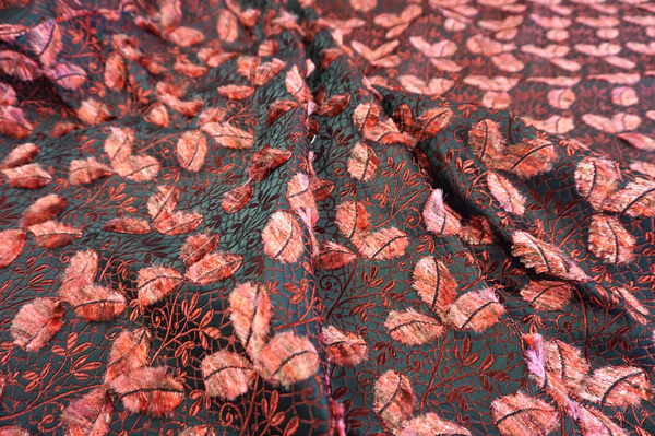 Italian Designer Jacquard, Burgundy Pussy-Willows