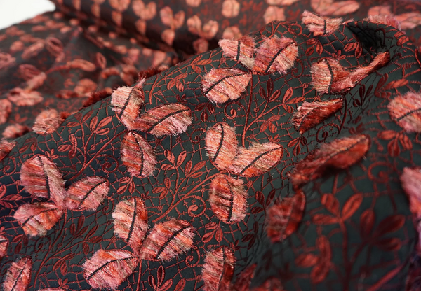 Italian Designer Jacquard, Burgundy Pussy-Willows