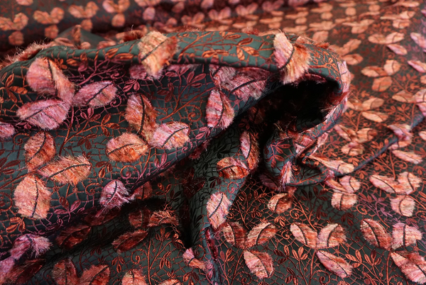 Italian Designer Jacquard, Burgundy Pussy-Willows