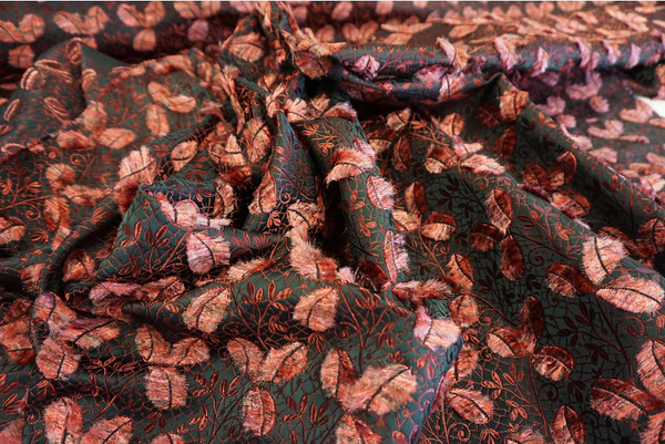 Italian Designer Jacquard, Burgundy Pussy-Willows