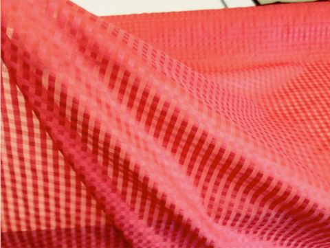 Check Silk Chiffon Variation, Strawberry Red