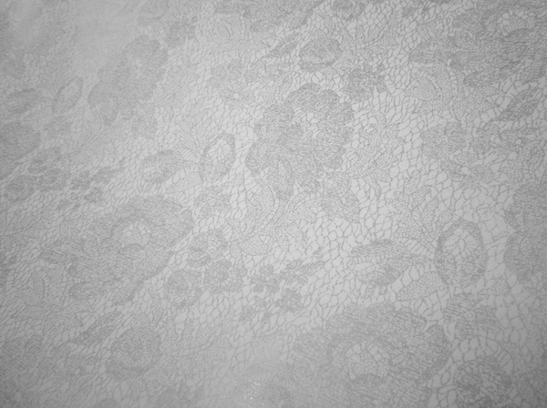 Silver Lace Print on White Cotton Sateen