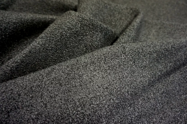 Coated Wool Bouclè, Black Concrete