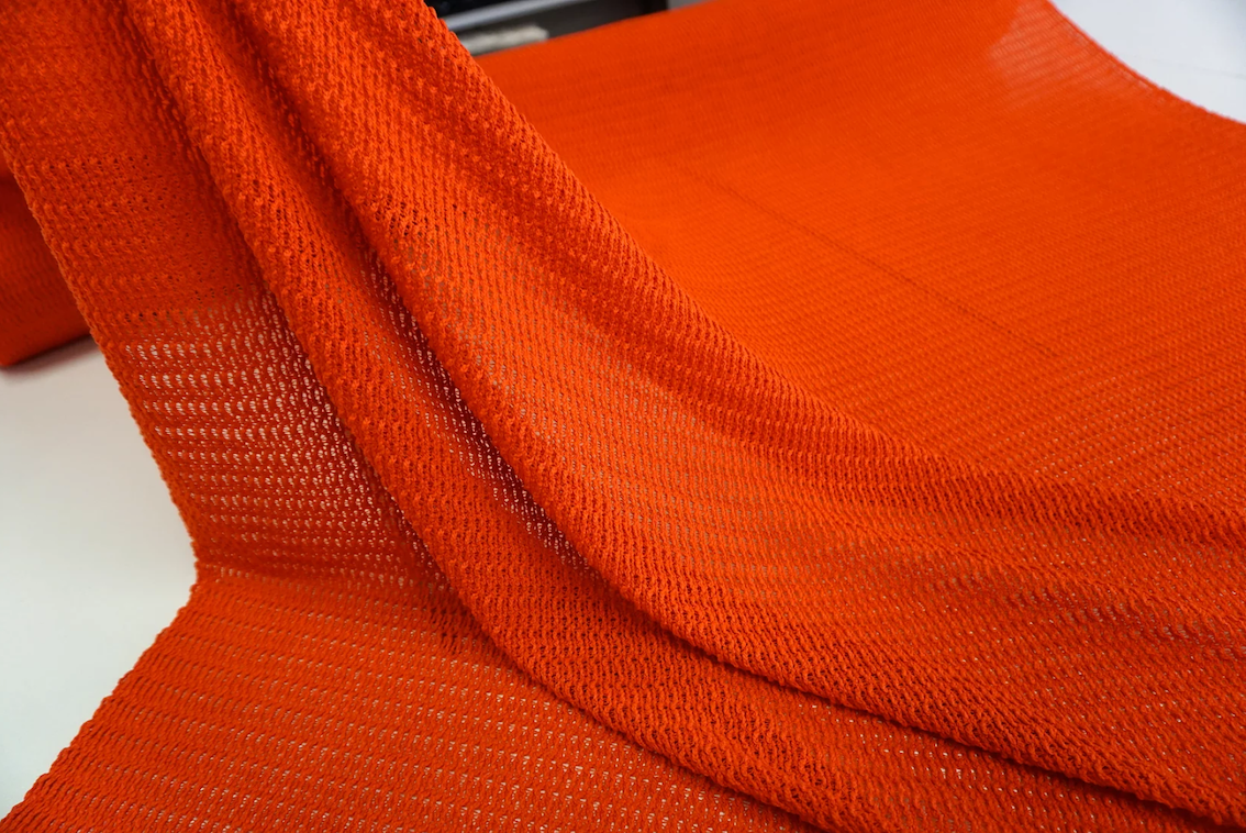 LAST PIECE: 1.7 MT  Deep Orange Braided Mesh Knit