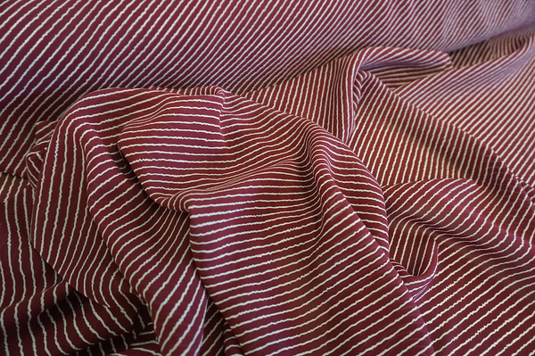 Diagonal Wavy Stripe Crepe, Burgundy