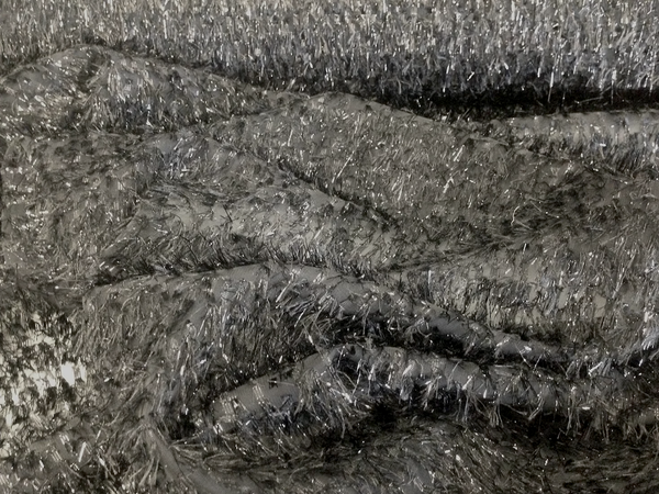 Feathered Appliqué on Chiffon, Midnight Black