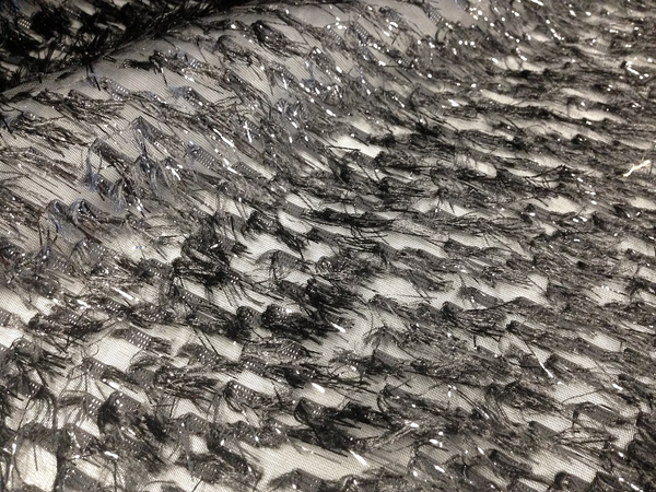 Feathered Appliqué on Chiffon, Midnight Black