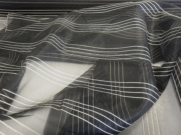 Black & White Stripe Silk Organza