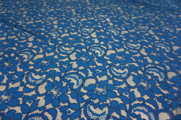 Scalloped Corded Lace, Bright Blue