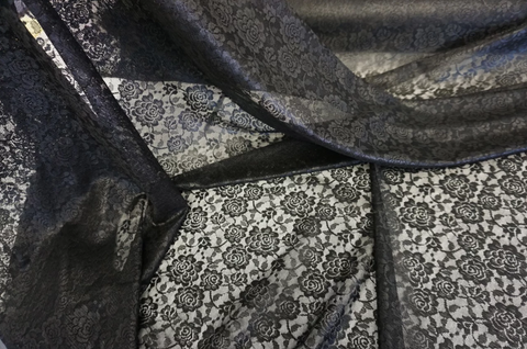 Wet-look Effect, Black Rose Lace