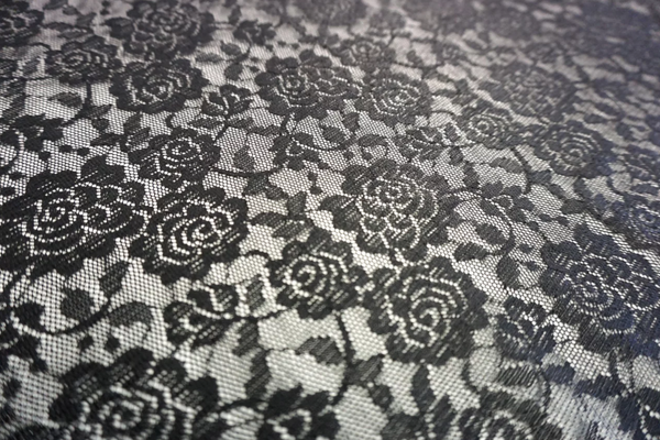 Wet-look Effect, Black Rose Lace