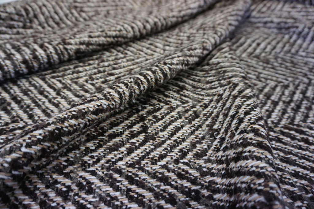 Herringbone Tweed Coating Cappuccino Fabric Muse