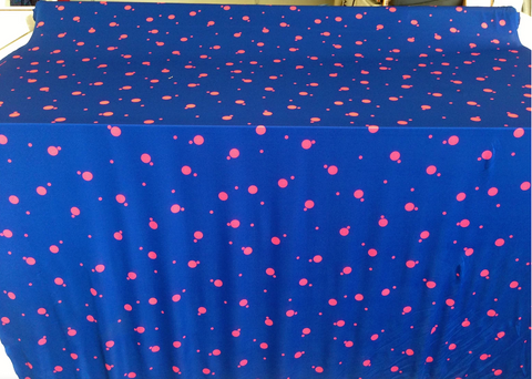 Coral Bubbles Print on Cobalt Jersey