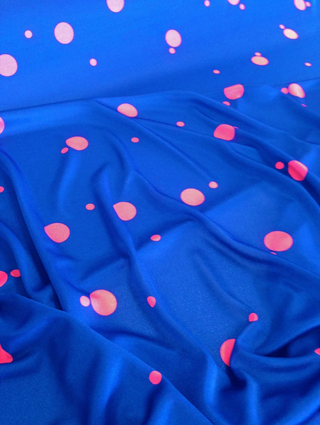 Coral Bubbles Print on Cobalt Jersey