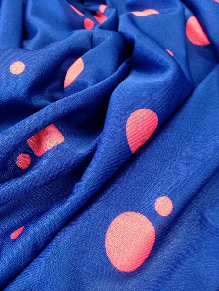 Coral Bubbles Print on Cobalt Jersey