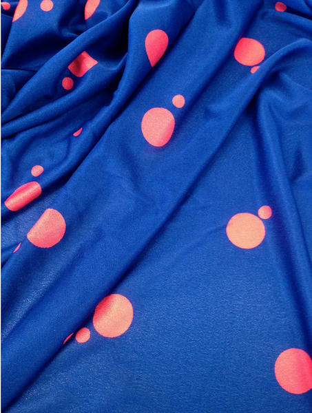 Coral Bubbles Print on Cobalt Jersey