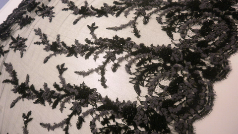 French Lace, With Hand Appliquéd Motifs, Plum Silk Georgette