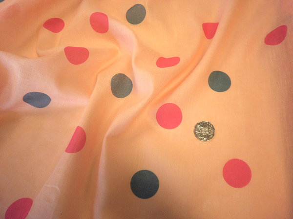 Polka Dot Print on Apricot Linen