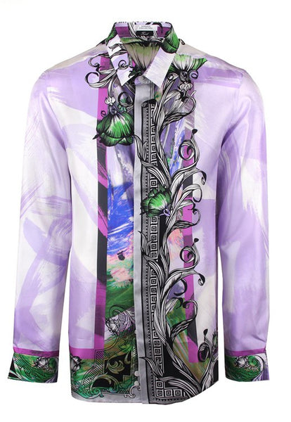 PANEL- Roses are Green Print on Silk Twill